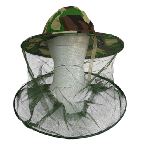 Chapéu de rede de cabeça, chapéu de sol camuflado com proteção de rede repelente de insetos contra m