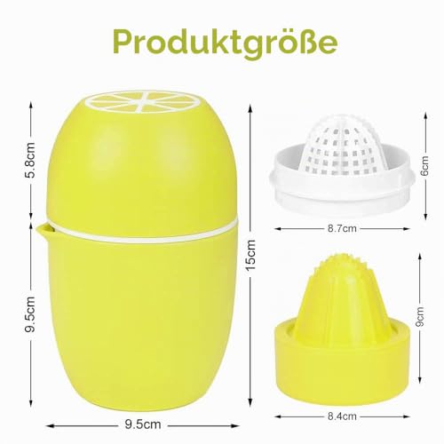Foto von Zitronenpresse,Saftpresse Manuell Entsafter,Zitronenpresse Handpresse,Limettenpresse Zitruspresse in Zitronenform,Früchtepresse für Zitronen/Limetten/Apfelsinnen/citrus/Grapfruit - Gelb