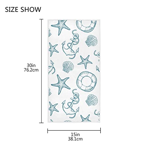 Coastal Starfish Shell Hand Bath Towel Seashell Ocean Creature Fingertip Towel Nautical Theme Kitchen Bathroom Shower Towel Set Highly Absorbent Beach Spa Gym Guest Towels 16X30 Inch #TOP2