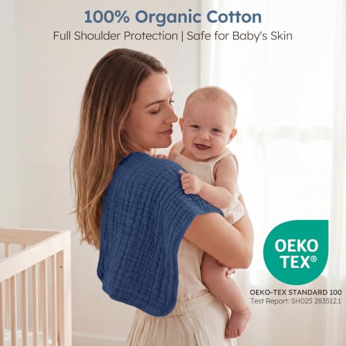 Image of Yoofoss Muslin Burp Cloths for Baby 5 Pack 100% Organic Cotton Baby Washcloths for Boys Girls Large 20''X10'' Super Soft and Absorbent Apricot,Ocean Breeze