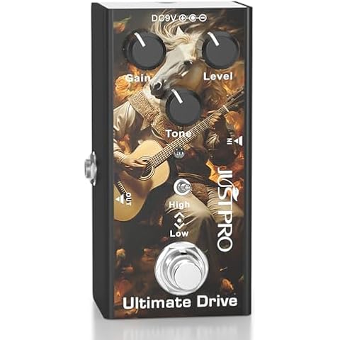 JUSTPRO Overdrive Pedal, DC 9V True Bypass Ultimate Overdrive Effect Pedal for Electric Guitar and Bass Cover