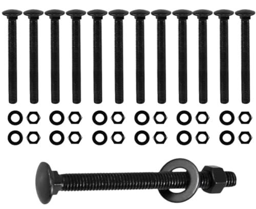 CNQLIS 3/8" x 3-1/2" Carriage Bolts Kit, 12PCS Black Carriage Bolts
