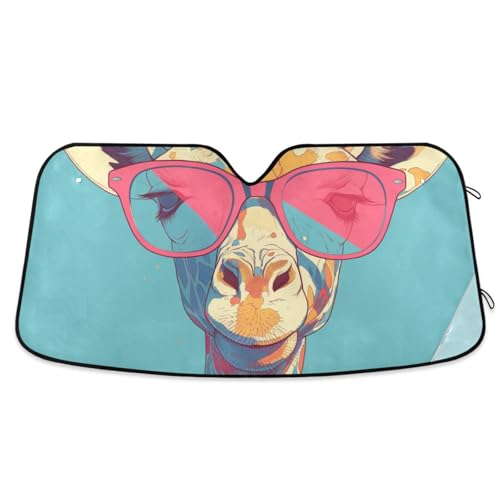 Pop Art Giraffe Turquoise Sunshade for car Windshield Foldable Sun Protector Sheild accesorio para Autos Interior L