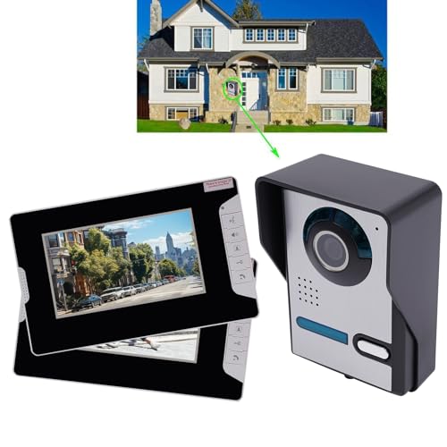 Timbre de puerta con cámara de 4 hilos de 7 pulgadas, vídeo de 2 casas, intercomunicador para hoteles/casas, con 16 tipos de timbre de puerta de música (monitoreo/intercomunicación/desbloqueo