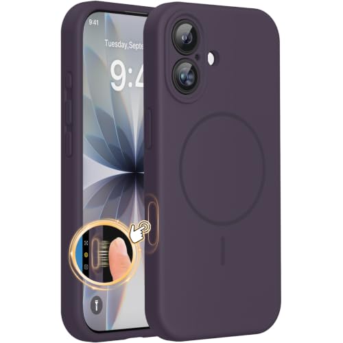 Image of Miracase Magnetic for iPhone 17 Case, Compatible with MagSafe, Integrated Silicone Camera Control Cover, 3.0mm Thicken Shockproof Drop Protection Phone Case for 17,Dark Purple
