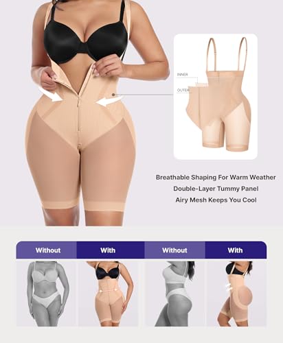 Image of SHAPELLX Fajas Colombianas Shapewear for Women Tummy Control Postpartum Faja Body Shaper Butt Lifting Shorts Bodysuit