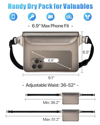 Image of F-color Waterproof Fanny Pack - Waterproof Pouch, Beach Cruise Essentials | Adjustable Waist Strap, Triple Zipper Roll-Top Dry Bag for Phone, Keep Passport Valuables Dry for Beach Kayaking Boating