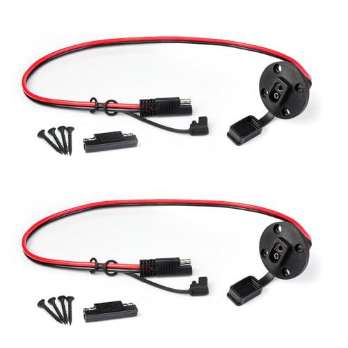 TMH 2 FT - 12 AWG SAE Power Socket Sidewall Port Connector, 2 Pin SAE Quick Connect Solar Panel Flush Mount Connector Plug Cable for Solar Generator Battery Charger (Pack of 2)