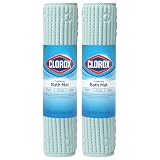 Duck Brand Clorox Bath Mat for Tubs, Non Slip Bathtub Mat with Suction Cups, 17 Inches x 36 Inches, Sky Blue, 2 Pack