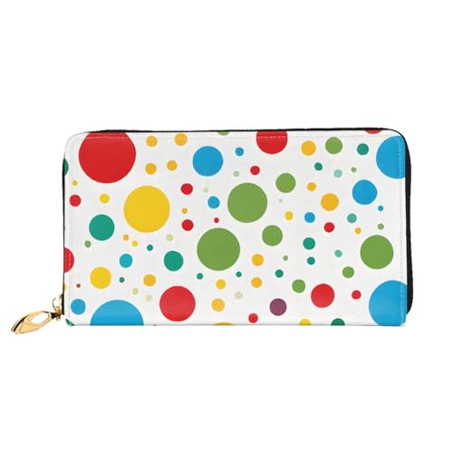 (Twister Polka Dots) Faux Leather Wallet Long Clutch Zipper Purse Card Holder Travel Coins Cash Organizer Phone Pocket 7.48 x 4.13 x 0.9 inches