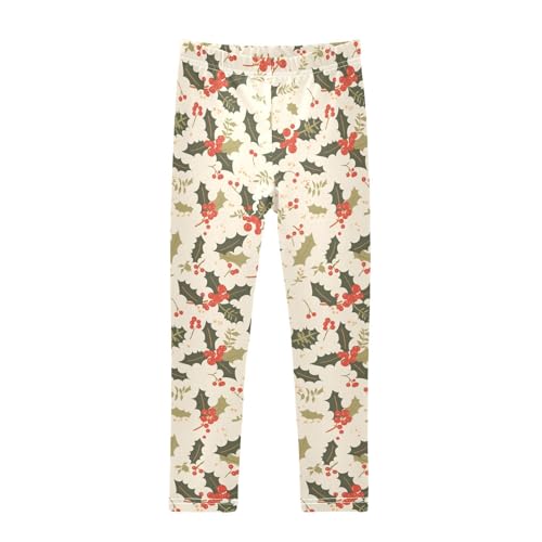 KLL Christmas Holly Berries Toddler Girl Active Leggings Casual Full Length Leg Yoga Pants Running