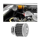 BESULEN Air Intake Filter Breather, 0.47 inch Universal Cold Air Filter, 12mm Car Turbo Vent Air Intake Filter Cleaner, Crankcase Breather Compatible with Car and Motorcycle Engine Parts (Silver)