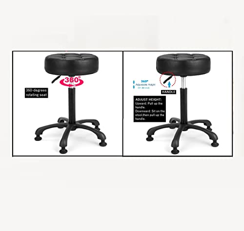 Image of Height Adjustable Heavy Duty Stools Salon Stool Chair with Bell Glides for Home Bar Kitchen Office Shop Tattoo Lash Tech Pedicure (Black with Bell Glides, Height 22 to 30 in)