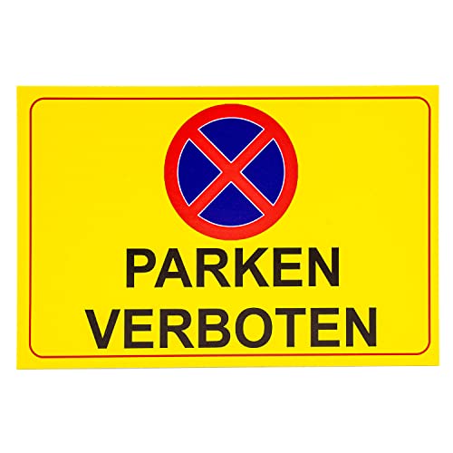 Printima Piktogramm PCV Parken Verboten Gelb Schild Hinweisschild Informationswarntafel Achtung 32x21cm 3mm Dicke Warnschild Informationstafel Befestigungsstifte Cover
