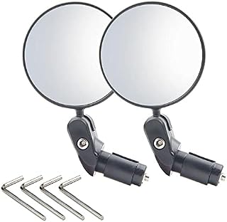 Beaface Bar End Bike Mirrors 2 PCS, 360°Rotatable Bicycle Cycling Rear View Mirrors, Adjustable Universal Bicycle Mirrors Bar End, Wide Angle Handlebar Convex Mirror For Mountain Road Bike