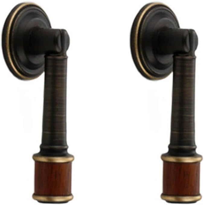 2Pcs Brass Walnut Drawer Pulls, Coffee Brass Cabinet Handles, Single Hole Cabinet Pull with Walnut Pendant, Antique Cabinet Door Handle for Home Kitchen Cabinets Drawers Dresser Cupboard