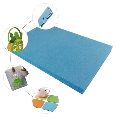 Image of Jtnohx Stiff Felt, 2mm Thick Felt Sheets for Crafts, 8 inchx12 inch Hard Felt Fabric Squares 8Pcs for DIY Projects (Blue)