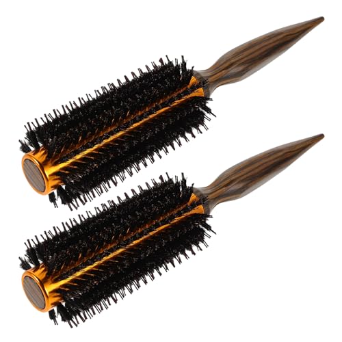 Brosse ronde en poils de sanglier authentiques et bois noble pour coiffage haute brillance