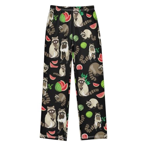 Boys' Pants Raccoon Watermelon Cute Animal Pattern Long Bottoms Jogger Pants Elastic Waist Trousers with Pockets S-XL