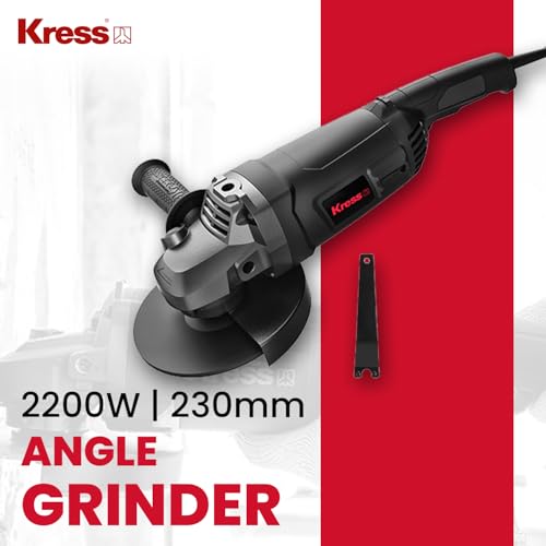 Image of Kress KU733 2200W 230mm Angle Grinder | Heavy-Duty 9-Inch Grinder with Auto Spindle Lock, Soft Start & Auxiliary Handle | 6500 RPM Brushed Motor | Ideal for Cutting, Grinding & Polishing