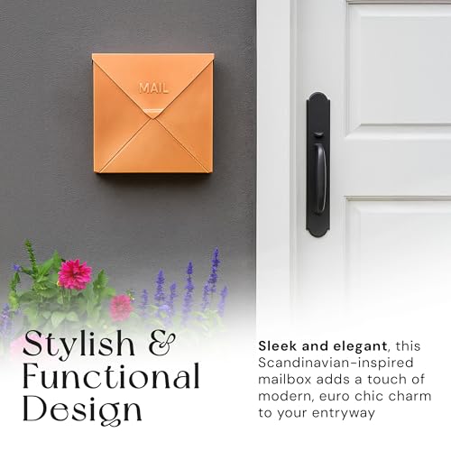Image of NACH Chicago Copper Extra Large Mailbox, Rust Resistant Large Mailboxes for Outside Wall Mount, Large Metal Mailbox, Wall Mount Mailbox, Extra Large Capacity Mailbox, 12 x 12 x 4.8 inches, MB-6301CP