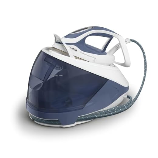 Tefal Pro Express Protect Dampfbügelstation, 7,6 Bar Dampfdruck, variable Dampfmenge: 140 g/Min., Dampfstoß: 550 g/Min., Anti-Kalk-Kollektor, vertikale Dampffunktion, blaugrau/weiß, GV9225
