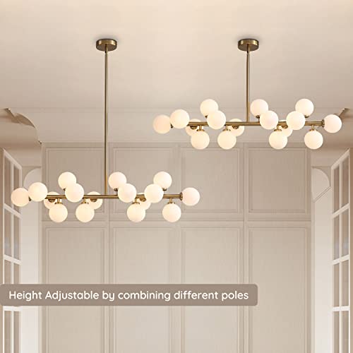 7Pmbeane Mid Century Modern Chandelier Over Table, 16-Light Globe Sputnik Chandelier Brass Pendant Lighting Fixture Hanging Ceiling Light For Dining Room, Kitchen Island #TOP2