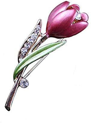 Chili Jewelry Elegant Tulip Brooches Lapel Pin Shawl Clip Corsage Women Girls Flower Brooch for Wedding Party (Pink)