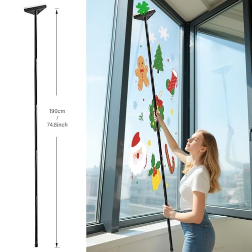 Image of Gomake Extendable Floor Scraper Heavy Duty 8 inch Wide Razor Blade Scraper Tool with 18''-74.8 inch （1.5ft- 2.4ft）Long Handle, 5PCS Extra Metal Blades for Cleaning Glass Wall Gum Paint Tile Glue