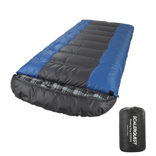 SCALERQUEST XXL Extra Wide Big Tall Flannel Sleeping Bag for Adults 0 Degree Winter Cold Weather Sleeping Bag Warm for Camping Backpacking Hiking Indoor Outdoor