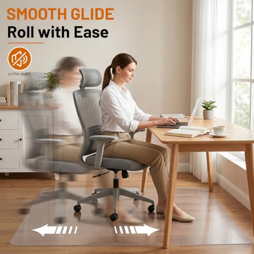 Image of Office Chair Mat for Hardwood Floors 36 inch x 48 inch, Clear Floor Protector for Rolling Desk Chairs, Heavy Duty Plastic Chair Mat for Home Office, Gaming Room, Tile, Laminate & Vinyl Flooring