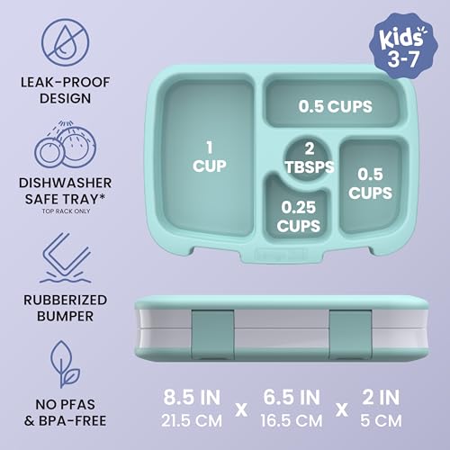 Image of Bentgo Kids Prints Leak-Proof, 5-Compartment Bento-Style Kids Lunch Box - Ideal Portion Sizes for Ages 3-7, Durable, Drop-Proof, Dishwasher Safe, & PFAS & BPA-Free Materials (Sea Life)