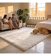 MATIIUI Ultra Soft Shag 8x10 Cream Area Rug – 8x10 Rugs for Living Room, Non-Slip, Fluffy Plush L...