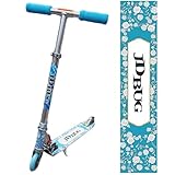 JDBUG 子供 キックボード (MS-101A オリジナルデザイン) キックスクーター/キックスケーター (折り畳み式/子供用/フット ブレーキ付き/軽量 / メーカー保証1年 / 無段階高さ調節) 日本語説明書 キッズ プレゼント 誕生日 (GIRL パステルブルー)