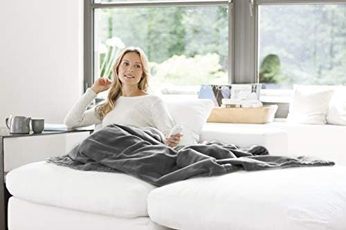 Medisana HB 675 Cuddly Heating Blanket XXL, zmywalny, przytulny Koc z automatycznym wyłączaniem, 4 ustawienia temperatury, 200 x 150 cm, dwukolorowy, odwracalny wygląd, szary/ciemnoszary