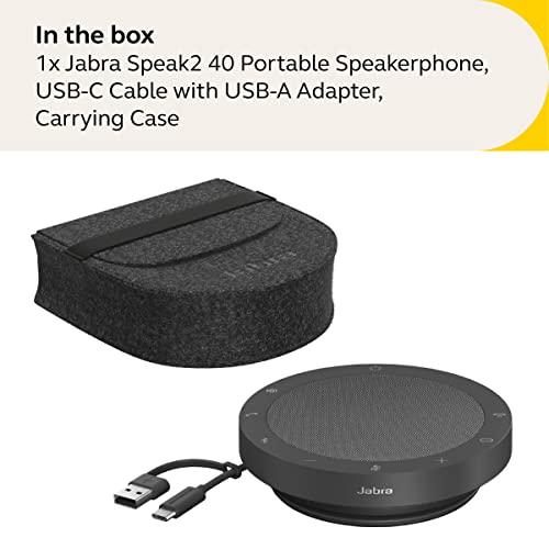 Jabra Speak2 40 Portable Speakerphone - 4 Noise-Cancelling Mics, 50mm Full Range Speakers with Wideband Audio for Clear Sound, USB-A/USB-C Connections - Certified Microsoft Teams Speaker - Dark Grey - image 7