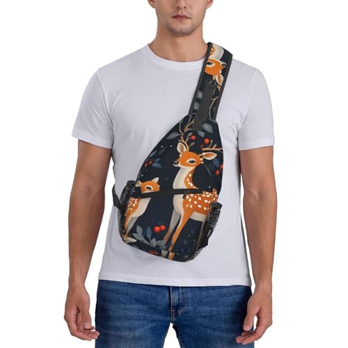 Bolso bandolera tipo sling unisex con estampado ciervo miniatura 7