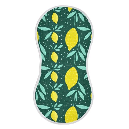 xigua Yellow Lemons Muslin Baby Burp Cloths Set of 2, Super Soft & Absorbent Burping Rags, Cotton Burp Clothes Shower Gift for Newborn, Baby Girls and Boys