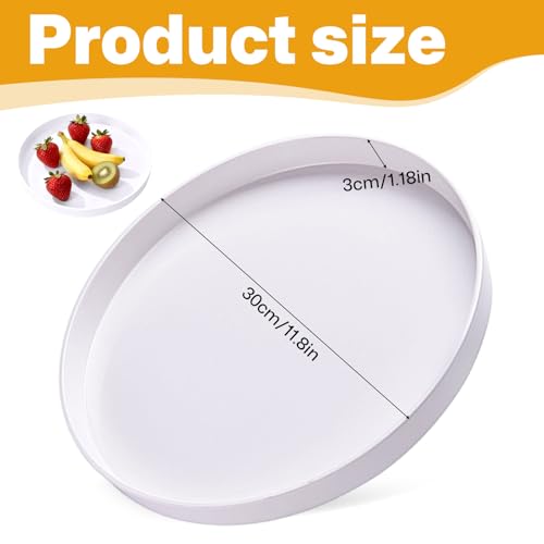 Deko Tablett Rund, Dekoschale Weiß 30 cm Tortenplatte Dekotablett Serviertablett Kerzentablett Badezimmer Tablett