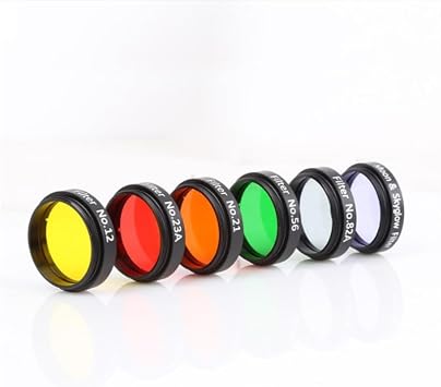 1.25 Inch Telescope Moon Filter Set, 6 Color Filters, Lunar Planetary Observation Green