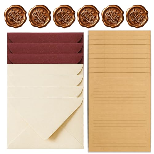 24 Stück Briefpapier Edel, Briefpapier Mit Umschlag, Briefpapier Liniert, Stationery Set für Hochzeits Einladung, Geburtstag, Romantische Briefe, 200G Kakaschmir