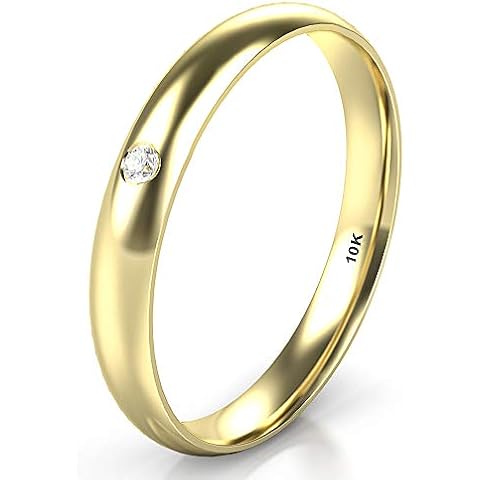 Sz 4.0 Solid 10K Yellow Gold Diamond 3MM Dome Wedding Anniversary Band Ring Cover