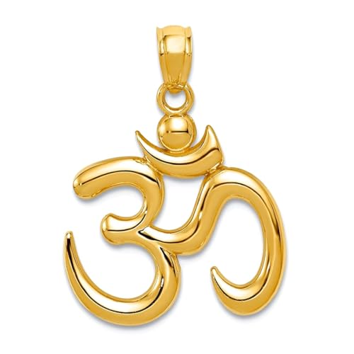 JewelryWeb 17.5mm 10k Solid Yellow Gold Polished Om Symbol Pendant Necklace Pendant for Women