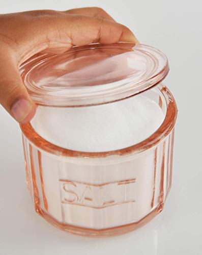 Home-X Depression Retro Style Glass Sugar Jar With Lid, Covered Round Container And Pink Glass Salt Cellar With Lid Retro Style #TOP6
