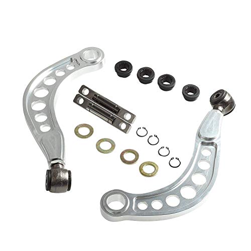 Blackhorse-Racing 2Pcs Rear Adjustable Upper Camber Kit Silver Compatible With 2006 2007 2008 2009 2010 2011 2012 2013 2014 2015 Honda Civic Lx Ex Dx Si #TOP2