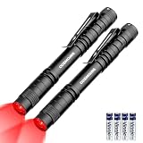 COSMOING Red LED Flashlight, Red Flashlight with 2AAA Battery, Red Light Flashlight Night Vision Torch for Night Observation, Camping,Fishing, Riding - 2 Pack
