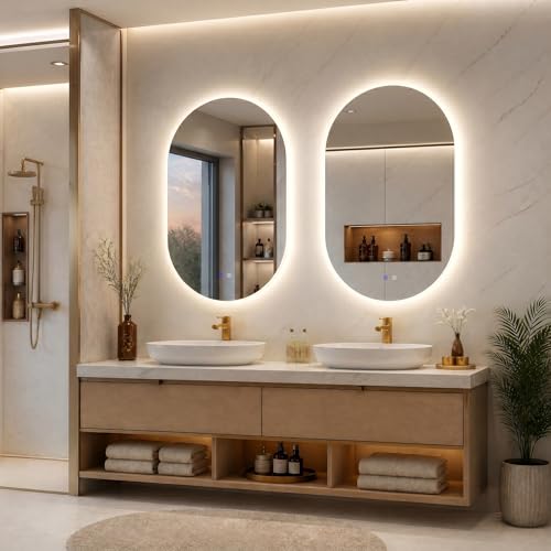 32"x 22" Oval LED Bathroom Mirror with Lights by FITLAND - Used condition - Image 8
