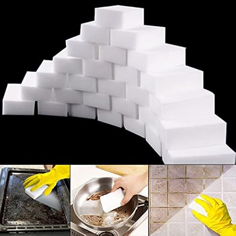 50pcs Magic Eraser Sponge, Premium Kitchen Cleaning Sponge Melamine Foam Sponges Foam Cleaning Pad for Stain and Mark Removal, 100x60x20mm Cover