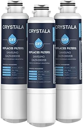 Crystala Filters DA29-00020B Refrigerator Water Filter Compatible with Samsung DA29-00020A/B, DA29-00020B-1, HAF-CIN/EXP, 46-9101, RF4267HARS, RF25HMEDBSR, RF28HMEDBSR, RS25J500DSR, 3 Pack