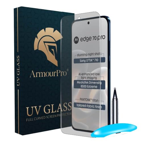 Image of ArmourPro Matte UV Tempered Glass for Motorola Edge 70 Pro and Edge 70 Fusion, Curved Screen Protector, Anti-Glare, Edge-to-Edge Coverage, Fingerprint Friendly, Case Friendly | Pack of 1